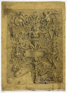 Dekorativ design med putti och gripar
