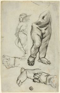 Skisser av putti (recto); Studie till ornament (verso)