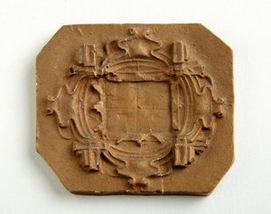 Maquette för en åttakantig plack (förgylld gips)