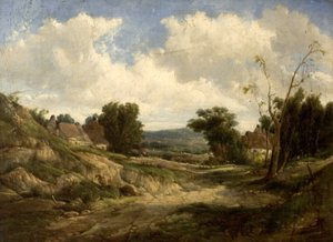 Landskap med stugor, 1864