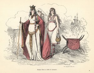Clotilde, Frankernas drottning, i ceremoniell dräkt, 500-talet.