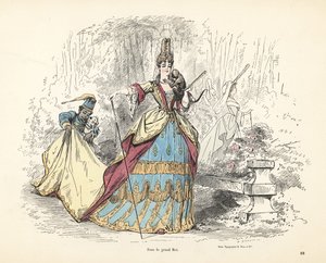 Dräkt av en ädel kvinna under kung Ludvig XIV av Frankrike.