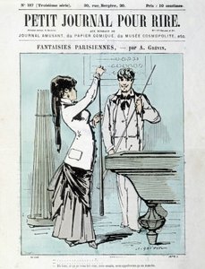 Parisiska fantasier av A. Grévin: Tja, om du inte har något emot det, min kusin, så kallar vi det en ärm. Biljardspelare - omslag till "Little Diary for Laughs" från december 1903