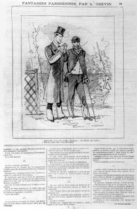 Parisiska fantasier av A. Grévin: "" klagar: du har en charmig kvinna... en kvinna som älskar dig..." _ "" Ja, men här är: hon är min fru""". I "" Le charivari"", den 18/03/1882.