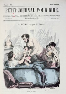 Brännande hetta: Familjebadet, framsida av "Le Petit Journal pour Rire", ca 1860