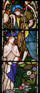 Östra fönsterdetalj, Baptism of Christ, 1866 (målat glas) av Alfred Hassam