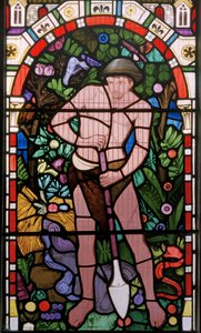 Mordet på Abel av hans bror Kain, ca 1866 (målat glas)