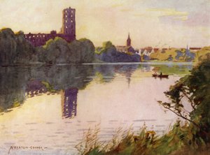 Danmark: Koldinghus slott, Nordslesvig (färg litho) av Alfred Heaton Cooper