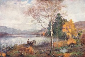 Lake District: Kolbrännare, Coniston Lake (färglitografi) av Alfred Heaton Cooper