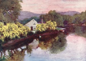 Lake District: Gamla gullregn vid Newby Bridge, Windermere (färglitografi) av Alfred Heaton Cooper