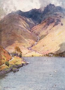 Lake District: Wastwater och Scawfell (färglitografi) av Alfred Heaton Cooper