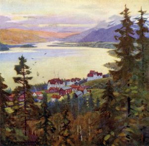 Lake och Village of Are av Alfred Heaton Cooper