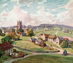 Mells Village, Near Frome (färg litho) av Alfred Heaton Cooper