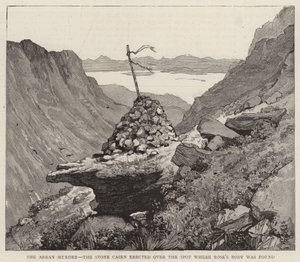 Arranmordet, stenröset som restes över platsen där Roses kropp hittades av Alfred Heaton Cooper