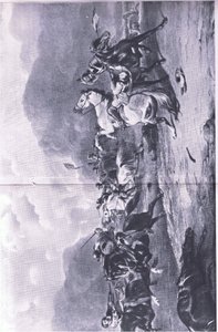 Reträtten vid Naseby: 14 juni 1645, illustration från brittiska striderna på land och hav, 1915 av Alfred Heaton Cooper