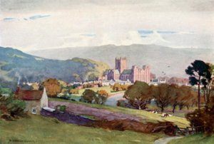 Wells, från Milton Hill (färg litho) av Alfred Heaton Cooper