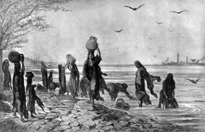 Kvinnliga fellahs vid kanten av Nilen, 1872