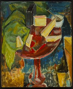 Red Table Top Stilleben, c.1919 (recto of 372405) (olja på gessoed board)