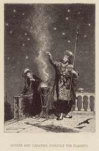 Vathek och Carathis konsulterar planeterna (etsning) av Alfred Holst Tourrier