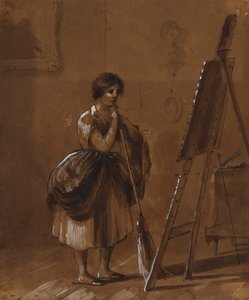 Konstnärens ateljé. Kritikern. av Alfred Jacob Miller