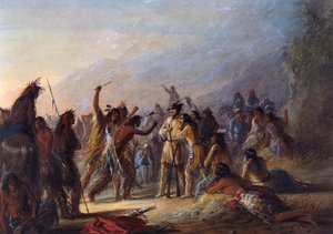 Anfall av crowindianer av Alfred Jacob Miller