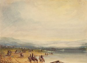 Caravan on Platte River, ca 1837 (akvarell på papper)