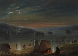 Att korsa floden: månsken av Alfred Jacob Miller