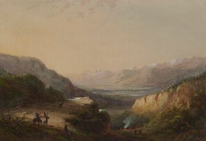 Avlägsen vy över sjön (Vindarnas berg) av Alfred Jacob Miller