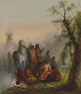 Läger med indianer av Alfred Jacob Miller