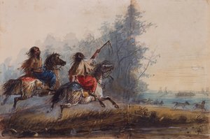 Honor, ormstam, körhästar, ca 1837 (penna, akvarell och gouache på papper) av Alfred Jacob Miller