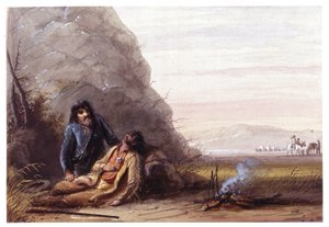 Fria pälsjägare i svårigheter av Alfred Jacob Miller