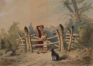 Georges barn väntar på att deras inkallade far ska komma hem av Alfred Jacob Miller