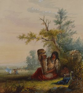 Grupp med indiansk mor och barn av Alfred Jacob Miller