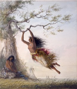 Indianska flickor som gungar av Alfred Jacob Miller