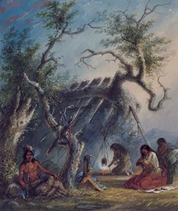 Indiansk hydda av Alfred Jacob Miller