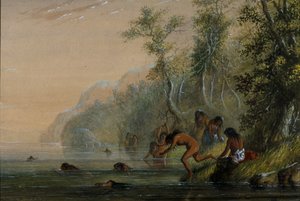 Indiankvinnor: simning av Alfred Jacob Miller