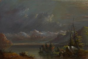 Sjövy – Rocky Mountains av Alfred Jacob Miller