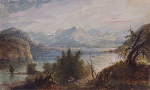 Lake, Wind River Chain of Mountains, ca 1837 (akvarell på papper) av Alfred Jacob Miller