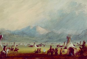 Stort läger nära Cut Rocks av Alfred Jacob Miller