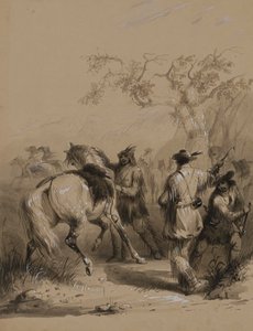 Förberedelser för en bisonjakt av Alfred Jacob Miller