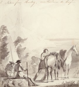 Return from Hunting, c.1837 (olja på kartong) av Alfred Jacob Miller