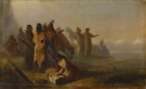 Scen med pälsjägare och indianer av Alfred Jacob Miller