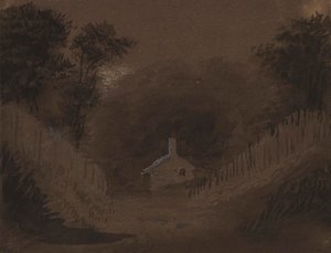 Litet hus bland träd av Alfred Jacob Miller