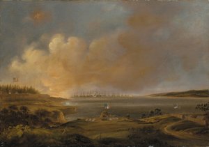 Slaget vid Fort McHenry av Alfred Jacob Miller