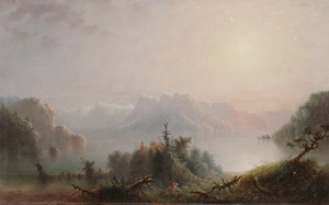 The Lake Her Lone Bosom Expands to the Sky, ca 1850 (olja på panel) av Alfred Jacob Miller