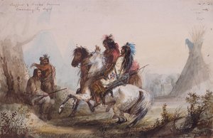 Trappers and Snake Indians Conversing by Signs, c.1837 (penna, akvarell och gouache på papper) av Alfred Jacob Miller