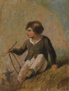 Ung pojke med ring och pinne av Alfred Jacob Miller