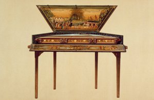 Hamrad dulcimer i en målad ljudlåda, 1700-tal, från 