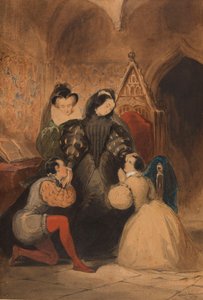 Mary Stuart välsignar Roland Groeme och Catherine Seyton. Efter Walter Scotts Abboten, 1830.
