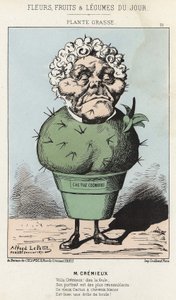 Grasse Plant: Tecknad film om Adolphe Crémieux - ill. från 1871-02-25 i "Dagens blommor, frukter och grönsaker" av Alfred Le Petit